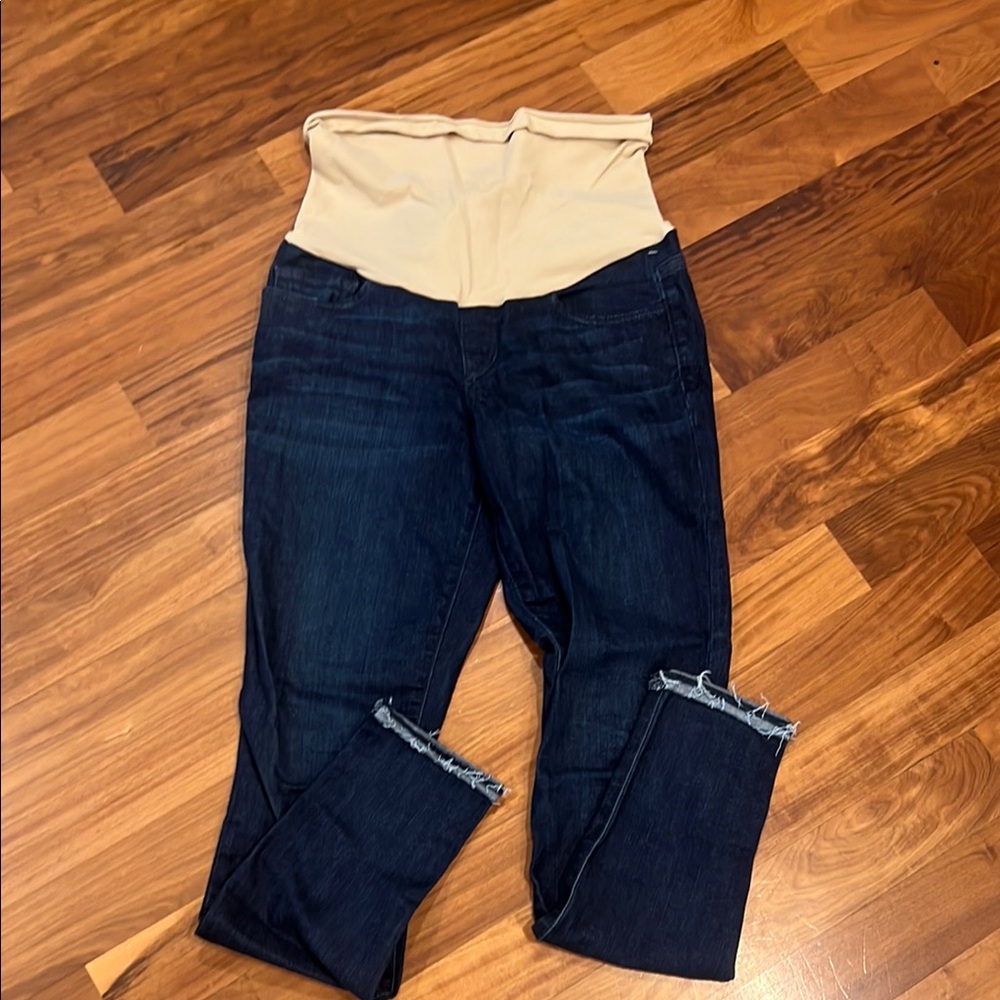 Maternity Joes Jeans Women's Blue Jeans with Tan Waistband